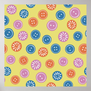 Póster Patrón ininterrumpido de vintage con botones en am