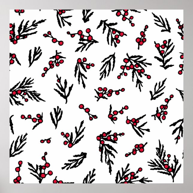 Póster Patrón ininterrumpido de vintage con invierno dibu (Frente)