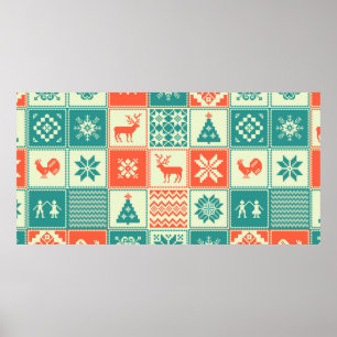 Póster Patrón ininterrumpido de vintage navidad. Comercio