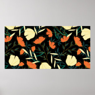 Póster Patrón ininterrumpido original con pulga tropical