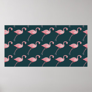 Póster patrón ininterrumpido vintage Flamingos sobre fond