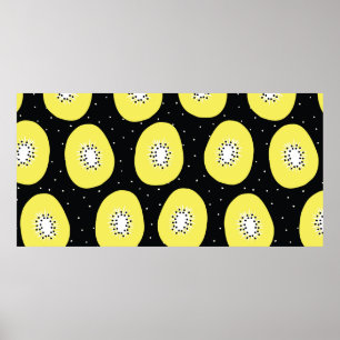 Póster Patrón inmaculado kiwi. Ppe dibujado a mano