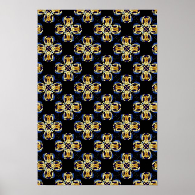 Póster Patrón interminable de estrella dorada azul (Frente)