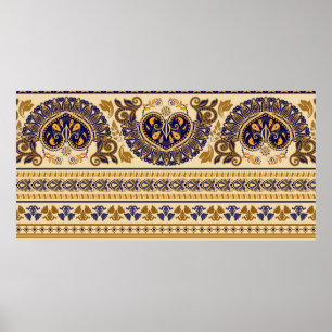 Póster Patrón irreprochable de egipto. Floral colorida