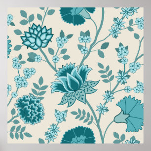 Póster Patrón jacobeo floral Lg en crema