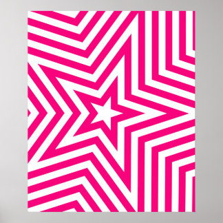 Póster Patrón Kaleidoscopio Estrella rosa y blanca