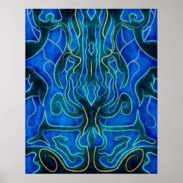 Póster Patrón Kelpie del Océano Agudo Azul Místico