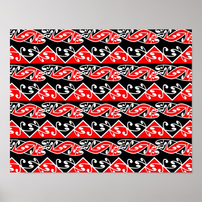 Póster Patrón kowhaiwhai tradicional maorí coreu (Frente)