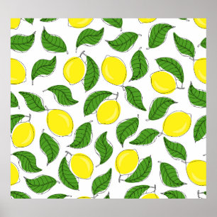 Póster Patrón luminoso de hojas verdes