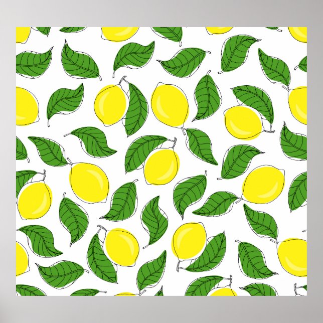 Póster Patrón luminoso de hojas verdes (Frente)