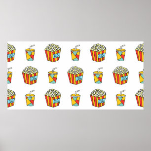 Póster Patrón luminoso sin costuras con alimentos para ve