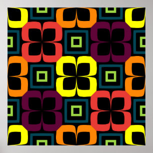 Póster Patrón luminoso y transparente con flores colorida