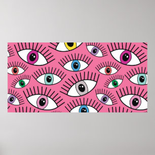 Póster Patrón mágico con ojos coloridos. Mystic backgroun
