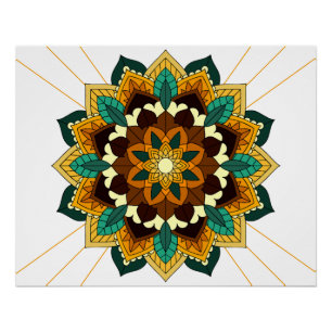 Póster Patrón Mandala 02 en amarillo y marrón