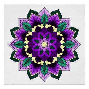 Póster Patrón Mandala 02 en morado