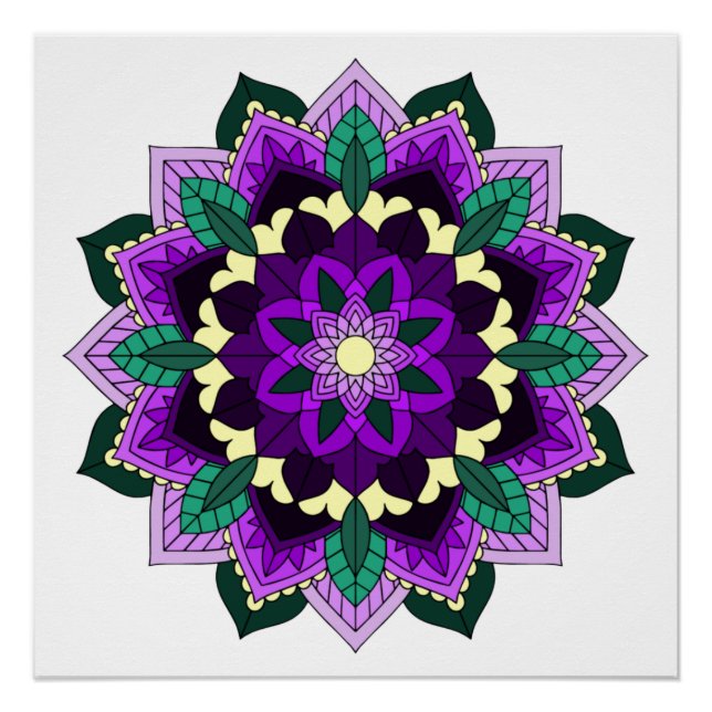 Póster Patrón Mandala 02 en morado (Anverso)
