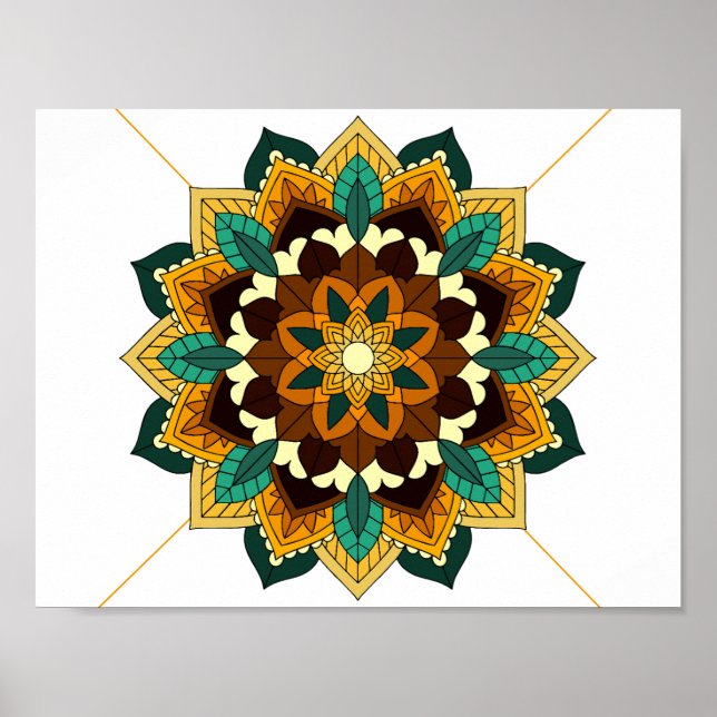 Póster Patrón Mandala 02 en Poster amarillo y bronceado (Frente)