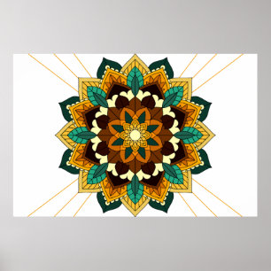 Póster Patrón Mandala 02 en Poster amarillo y bronceado