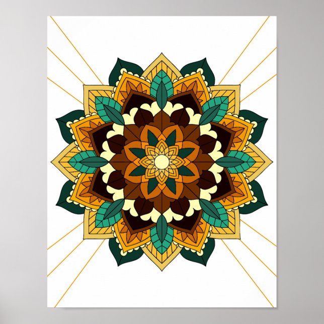 Póster Patrón Mandala 02 en Poster amarillo y bronceado (Frente)