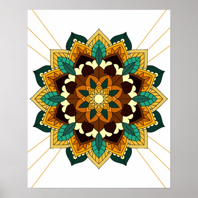 Póster Patrón Mandala 02 en Poster amarillo y bronceado (Frente)