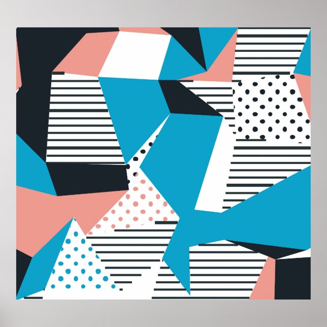 Póster Patrón Memphis: Minimalista tendencia abstracta (Frente)