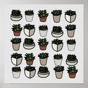 Póster Patrón mini succulento lindo