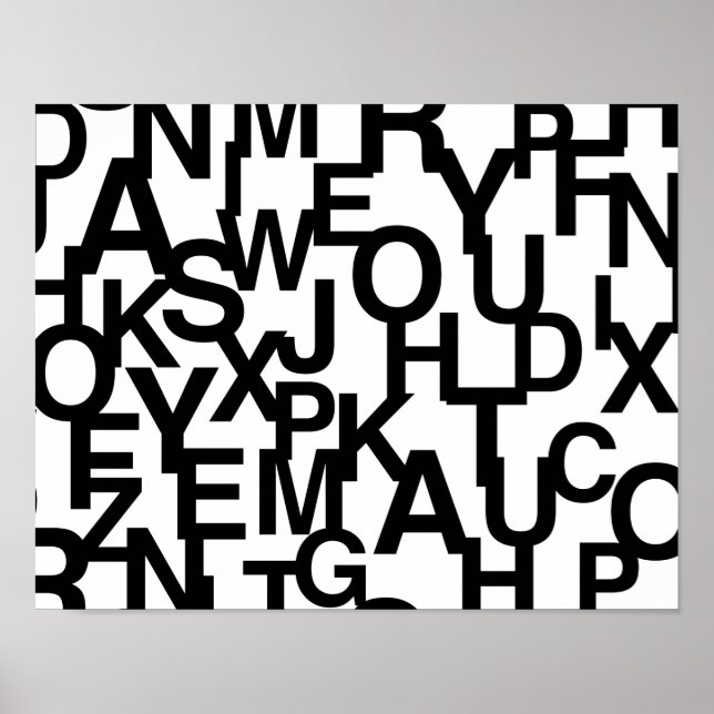 Póster Patrón moderno, abstracto, confuso con letras (Frente)