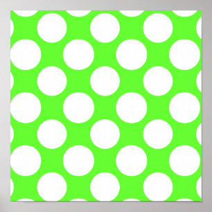 Póster Patrón moderno de puntos de polka blanco verde lim