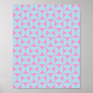 Póster Patrón Moderno Del Siglo Medio, Rosa Y Azul