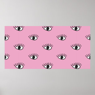 Póster Patrón moderno sin fisuras con ojos dibujados a ma