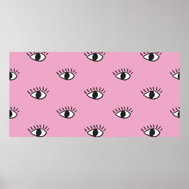 Póster Patrón moderno sin fisuras con ojos dibujados a ma (Frente)