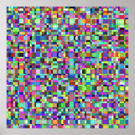 Póster Patrón multicolor de formas de cuadrados abstracto