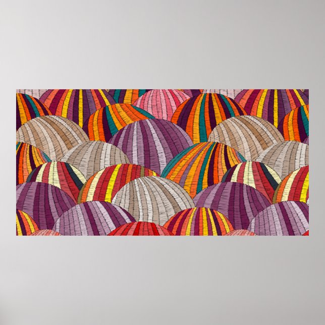 Póster Patrón ondulado bordado sin foco. Sembrando prader (Frente)