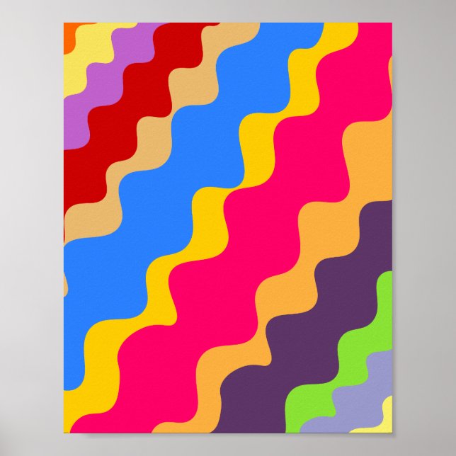 Póster Patrón ondulado retro colorido (Frente)