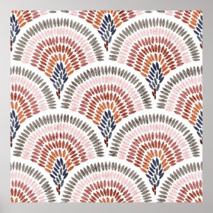 Póster Patrón ondulado sin costura. Diseño de Seigaiha en