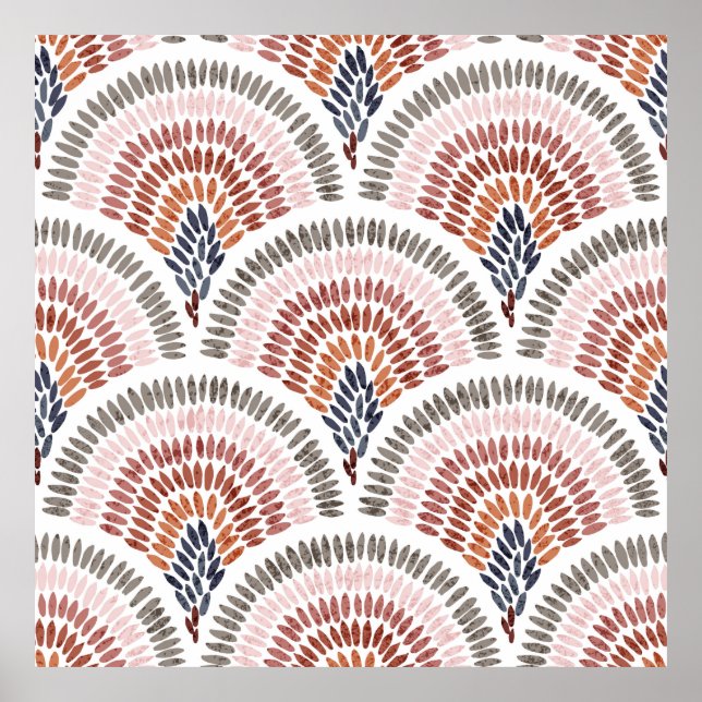 Póster Patrón ondulado sin costura. Diseño de Seigaiha en (Frente)