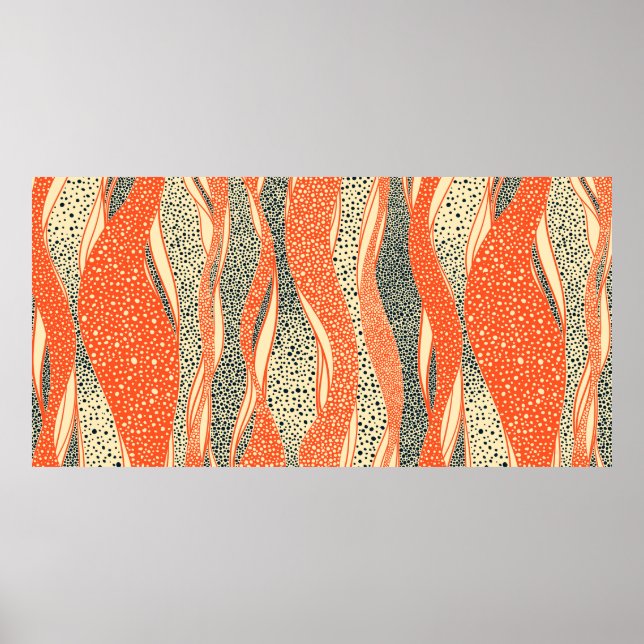 Póster Patrón ondulado sin fisuras. Orna dibujado a mano  (Frente)