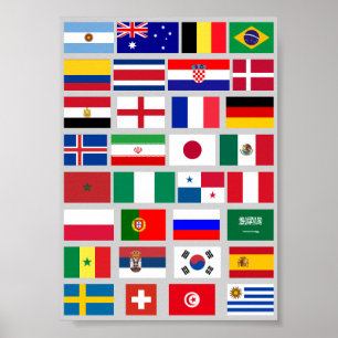 Póster Patrón original de FLAGS 2018 del EQUIPO DE FÚTBOL