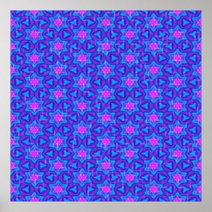 Póster Patrón ornamental en rosa caliente y azul brillant