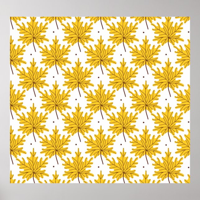 Póster Patrón Otoño de hojas de arce doradas (Frente)