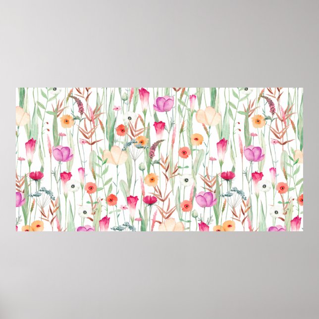 Póster Patrón perfecto con diferentes flores silvestres. (Frente)