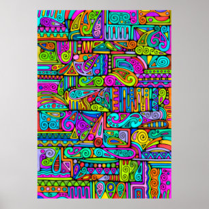 Póster Patrón Pintado A Mano Y Digitalmente Art. 5