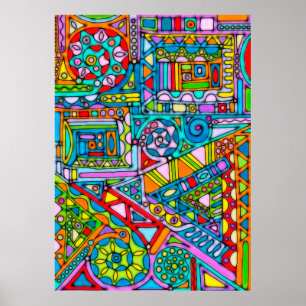 Póster Patrón Pintado A Mano Y Digitalmente Art 53