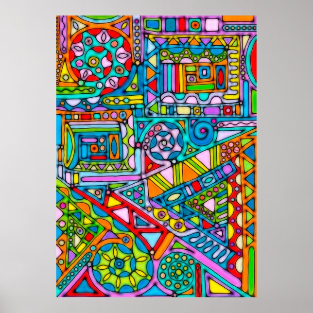 Póster Patrón Pintado A Mano Y Digitalmente Art 53 (Frente)