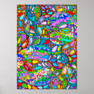 Póster Patrón Pintado A Mano Y Digitalmente Art 54