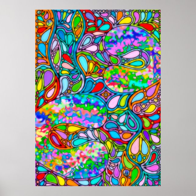 Póster Patrón Pintado A Mano Y Digitalmente Art 54 (Frente)