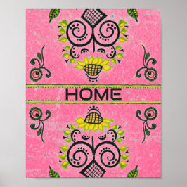 Póster Patrón popular del girasol en rosa