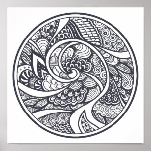 Póster Patrón Resumen En Estilo Zen-Doodle 2