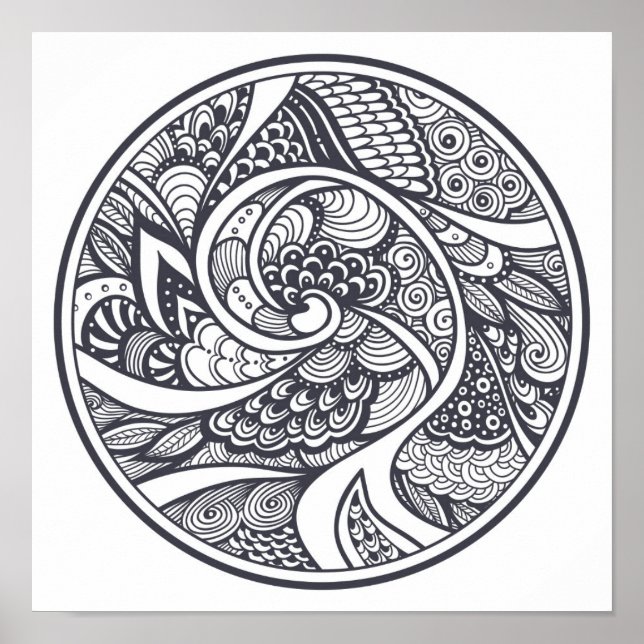 Póster Patrón Resumen En Estilo Zen-Doodle 2 (Frente)