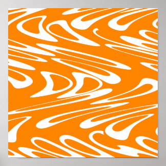 Póster Patrón retro blanco y naranja.